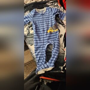 Blue Striped Kids One Piece with Truck Design
